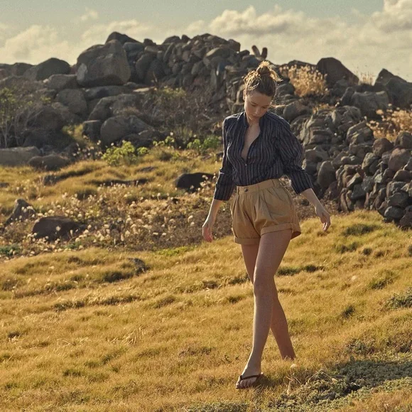 💋💛🌞DÔEN ‘Paige’ Bloomer Pleated Short Fieldstone Tan 0 (23/24)💋 - Picture 7 of 12